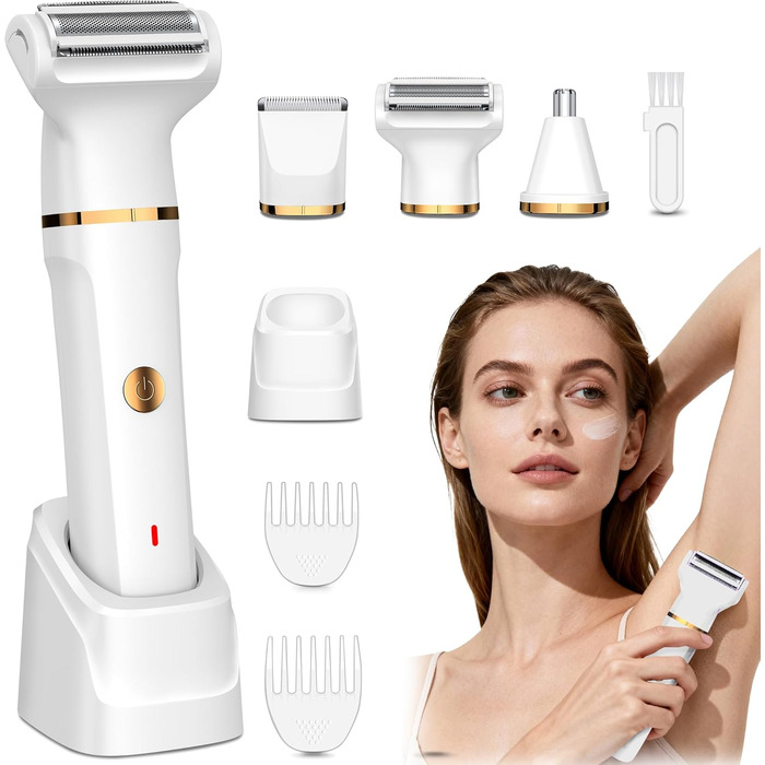 Електричний жіночий тример 3-в-1 для тіла: ноги, руки, зона бікіні. USB, водонепроникний, білий