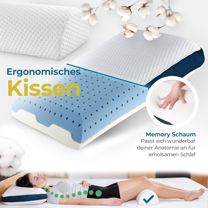 ALFA Sleep Orthopedic Pillow [The Flow Pillow] Ergonomic Neck Pillow made of Memory Foam, Reversible Pillow, Pillow, Side Sleeper Pillow & Back Sleeper Pillow