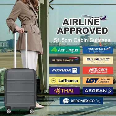 Валіза KONO 24 дюйми з TSA-замком, 4 колеса, ABS, 65×44×25.5 см, кремово-білий (сірий), 3-частинний набір