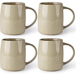 Набір келихів для кави GBHOME 500 мл (4 шт.) з кераміки з градієнтом кольору - для лате, чаю, пива, гарячого шоколаду. Можна мити в посудомийній машині та використовувати в мікрохвильовці. Реактивний хакі.