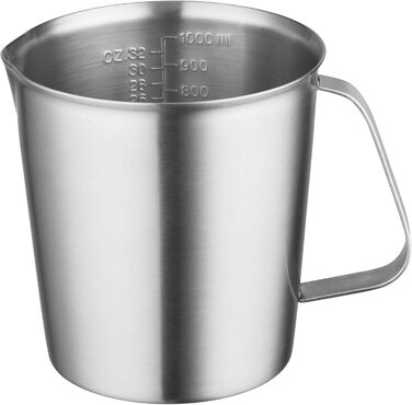 Stainless Steel Measuring Cup 1L Stainless Steel Measuring Jug with Measuring Units & Handle Metal Pitcher Dishwasher-Safe Milk Frothing Cup Measuring Cup, …