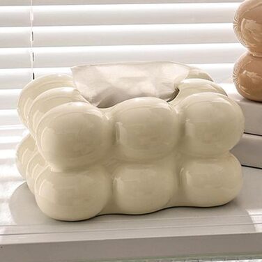 Fenteer Creative Tissue Box Cover, Rectangular Decorative Tissue Holder for Desks and Tables, Kitchen, Office, Home Decoration, White