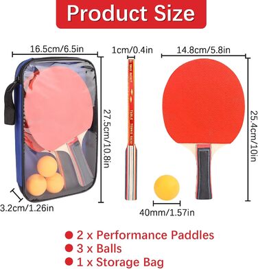 Набір для настільного тенісу: 2 ракетки, 3 м'ячі, сумка. Підходить для дітей та дорослих