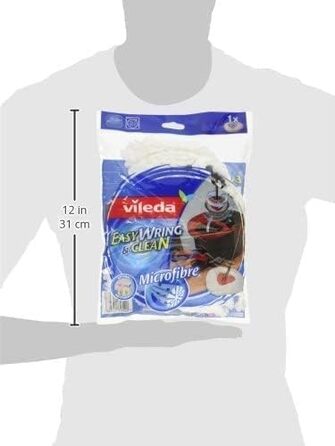 Vileda Turbo Easy Wring & Clean Classic Replacement Mop Head, suitable for Spin Mop Floor Cleaners, for all hard floors, removes over 99% of bacteria with just water*, 3-pack