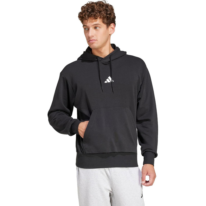 Чоловічий худі Adidas Essential Feelcozy з французьким трикотажем, чорний/білий, розмір XS