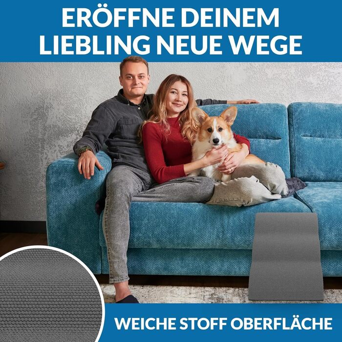 Сходинка для собак Nuraya: 3 сходинки, 40 см, з антиковзким покриттям. Підходить для маленьких собак та котів. Зручна та миється.