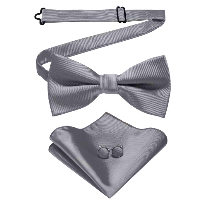 Набір краваток-метеликів JEMYGINS для чоловіків (сірий) з кишеньковим хустиною та запонками