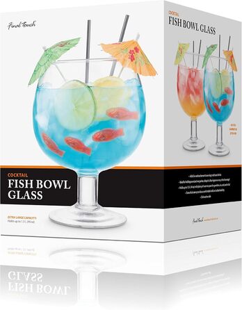 Final Touch Fishbowl Cocktail Glass XL 1.3 l | Party Margarita Daiquiri Blue Lagoon Giant Drinking Cup