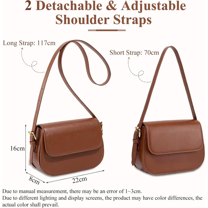 Сумка жіноча через плече з PU шкіри, маленька сумка-шопер для повсякденного використання, роботи та відпочинку (Коричнева)