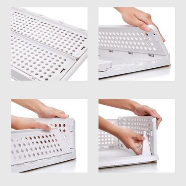 5 Foldable Plastic Storage Boxes, Drawer Box, Stackable Closet Organizer, Shelf Storage Box, Shelf Baskets Closet, Stackable Drawer Storage Boxes, for Kitchen Bedroom, White