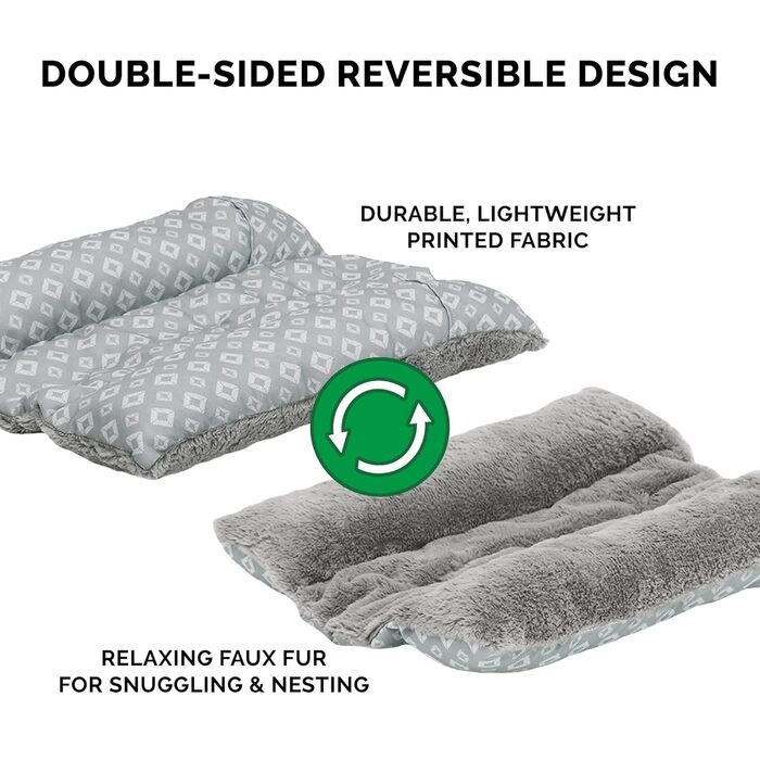 Лягу для собак Furhaven: велике, середнє, мале, для будки, дивана, крісла. Сірий ковдровий лежак з візерунком ромбічної форми, 46x41x7 см
