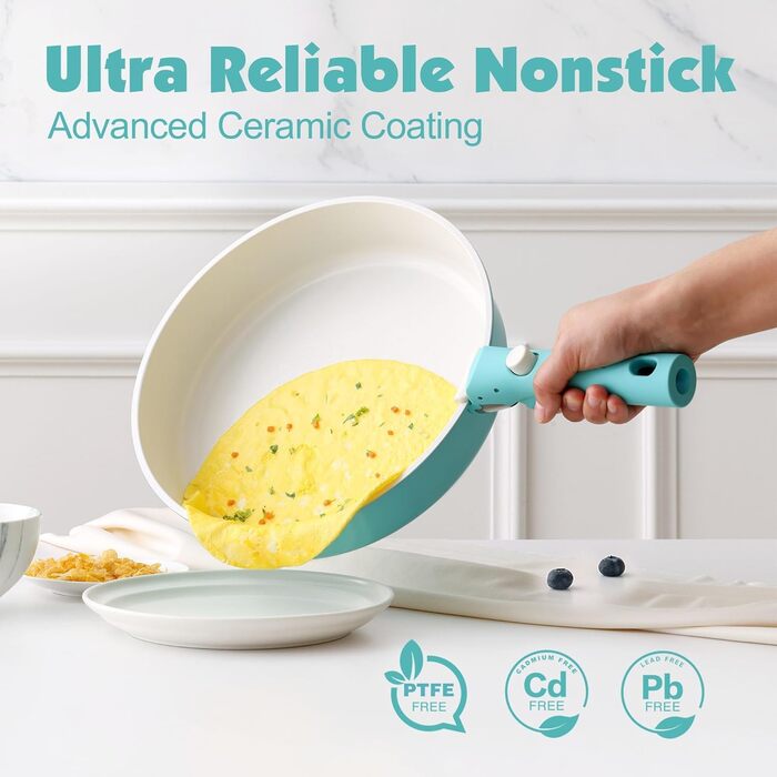 Набір каструль SENSARTE з керамічним покриттям, 17 предметів, антипригарне, для всіх плит, безпечне, можна мити в посудомийній машині, можна використовувати в духовці