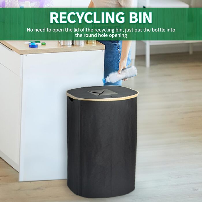 110L Deposit Bottle Collection Container with Lid & 2 Removable Carrying Bags, Large Deposit Bottle Storage, Container for Empty Bottles & Recyclable Glass Storage, Kitchen Pantry Bottle Bag