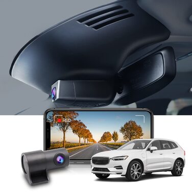 Відеореєстратор FITCAMX для Volvo XC60/S90/V90 (2022-2026) 4K Dual 2160P + 1080P, WiFi, G-сенсор, OEM, 128GB карта