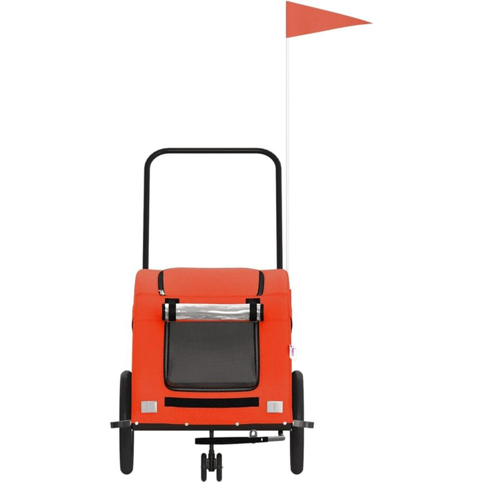 Фургон для собак VidaXL - переносний, з прапором та світловідбивачами, до 30 кг, Oxford-Gewebe, 63.5 x 124.5 x 66 см, Оранжевий