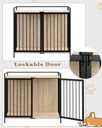 Клітка для собак EUGAD з дерева, переносна будовушка для дому, XXL, для малих/середніх собак, 104x92x60 см, міцна