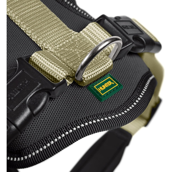 Нашийник для собак HUNTER Neopren, оливковий/чорний, міцний нейлон, м'яка неопренова підкладка, світловідбиваючий матеріал 3M Scotchlite, легкий у догляді, комфортний, розмір L
