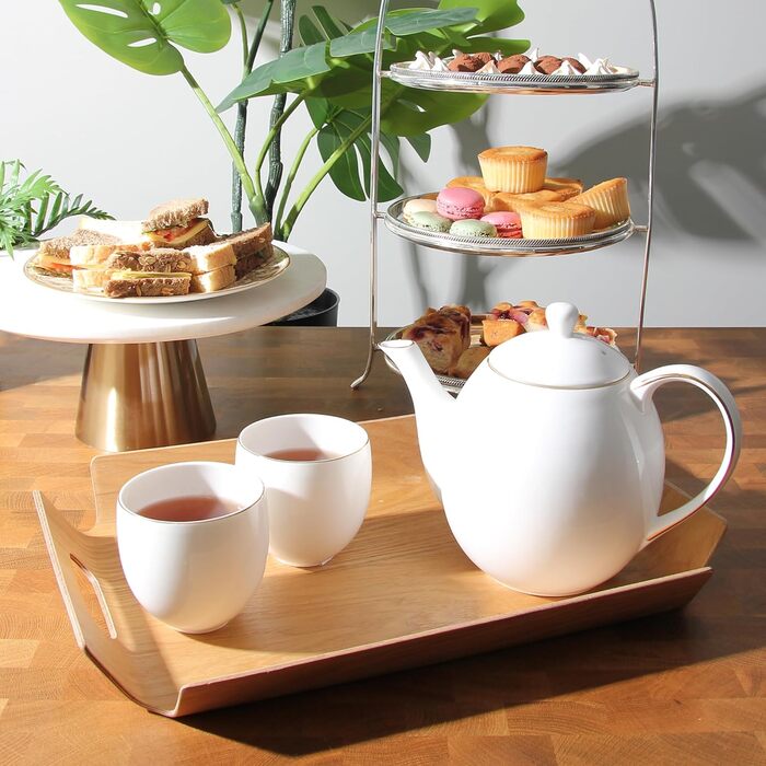 Bredemeijer brown curved rectangular wooden tray, 44.5 cm