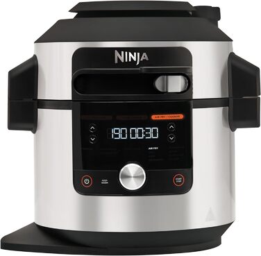 Ninja Foodi MAX Multi-Cooker with SmartLid, 7.5L, 12-in-1 Multi-Cooker, Pressure Cooker (Fast Cooking), Air Fryer (Hot Air Frying), Slow Cooker (Slow Cooking), Stainless Steel, OL650EU 12-in-1 MAX Multi-Cooker, 7.5L Stainless Steel