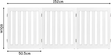 Захисний бар'єр для собак COSTWAY 60см, дерев'яне огорожа, дитяче ворота, розкладні, для захисту сходів, білий (3 панелі)