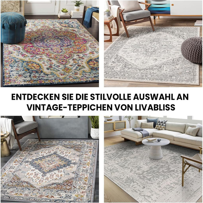 Килимок Livabliss Asmara Vintage 120x170 см - для вітальні, їдальні, спальні, бохо стиль, кольоровий візерунок сірий та помаранчевий