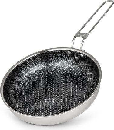 Набір посуду для кемпінгу Campo Libre Enzo I з нержавіючої сталі (6 або 8 предметів) | Індукційний посуд для кемпінгу | Посуд для приготування їжі на відкритому повітрі | Каструля, сковорода 24 см