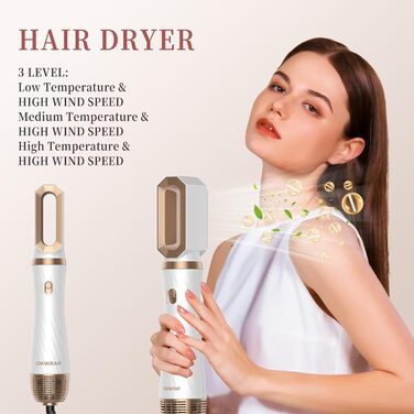 Набір для укладки волосся 6 в 1 Airstyler: фен-щітка, дифузор, локони, об'єм, випрямлення, сушка (білий/сірий)