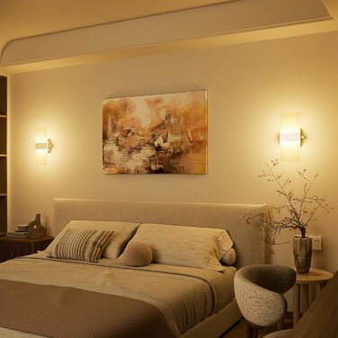 LED настінне освітлення ChangM 2 шт. 12W з вимикачем, диммер, акрил, тепле світло 2700K для дому, вітальні, спальні, сходи, коридору