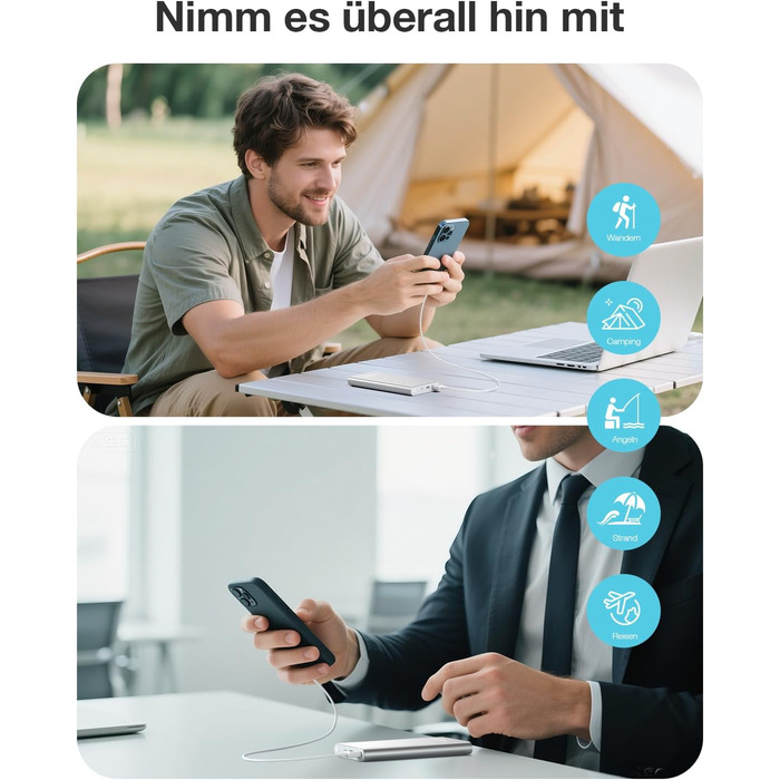 Power Bank Pilot 4GS 12000mAh - Портативний зарядний пристрій для iPhone, Samsung, Huawei та інших пристроїв (Сріблястий)