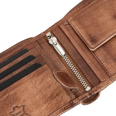 Чоловічий гаманець Volmer Leder з RFID-захистом, антикварний коричневий, місткий (9+4 картки)