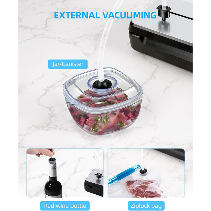 Вакуумний пакувальник Carehabi: 6 режимів, знімний піддон, ніж та 2 нагрівальні елементи