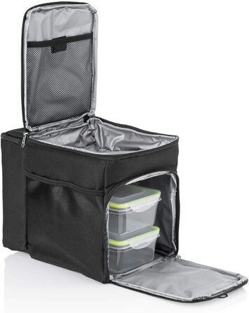 Сумка-холодильник Dimono® 15L з 3 контейнерами для їжі; пікнікова сумка з 3 ланчбоксами + кришка; сумка для обіду Isotasche з 3 боксами та охолоджувальним акумулятором (чорна)