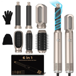 Фен-щітка 5 в 1 Airstyler Pro 1000W: стайлер для волосся, локони, об'єм, догляд, іонізація (золотий)