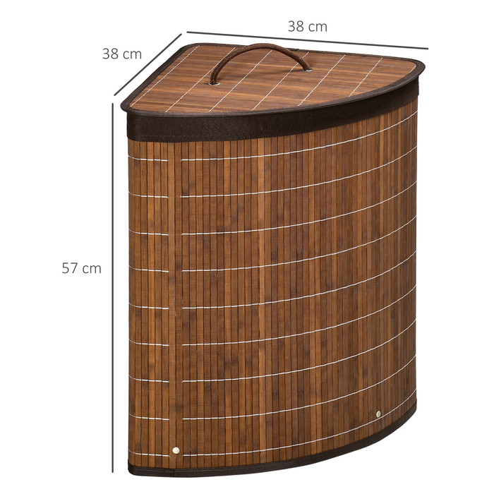 Кошик для білизни HOMCOM 55L з кришкою та ручкою, контейнер для збору білизни, коробка для білизни з бамбука, коричневого кольору, знімний мішок для білизни, ідеально підходить для сортування білизни.