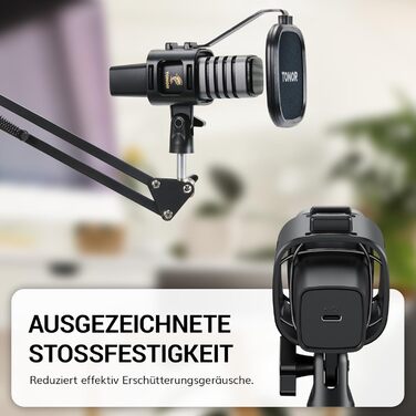 USB мікрофон TONOR TC30 з підставкою, поп-фільтром та мікрофонною павутиною для стримінгу, подкастингу та запису голосу. Сумісний з ПК та ноутбуком