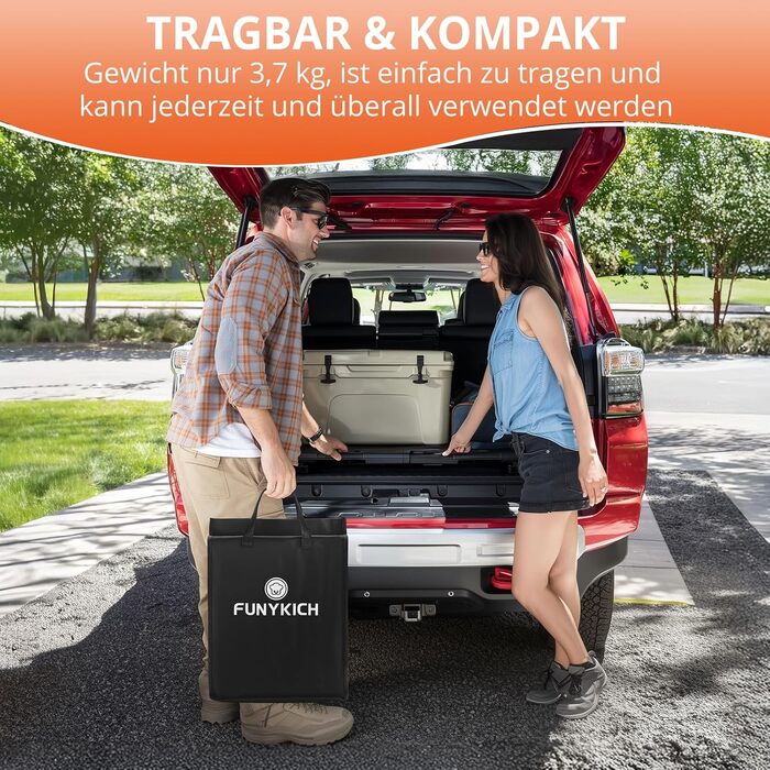 Складний кемпінговий стіл FUNYKICH 116x40x26 см, алюмінієвий, з MDF стільницею, чорний - для пікніка, пляжу, балкону