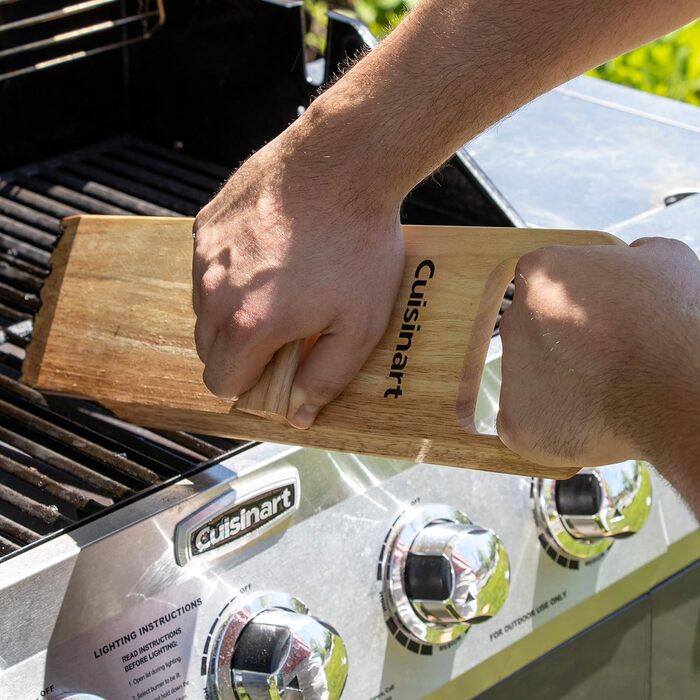 Cuisinart CCB-100 Grill Cleaning Brush with 3 Bristles (BBQ Wood Scraper Grill Cleaning)