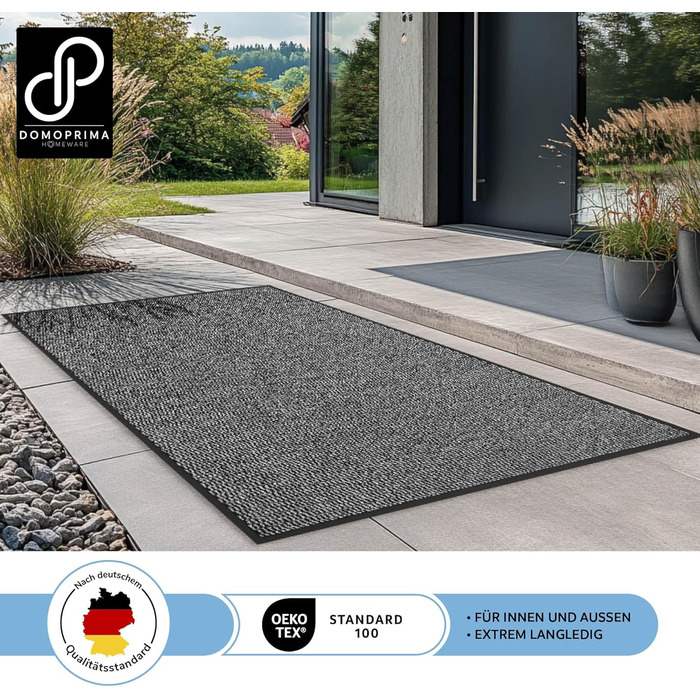 DOMOPRIMA Commercial Entrance Mat - 90x150cm - Grey - Non-Slip, Weatherproof, Washable