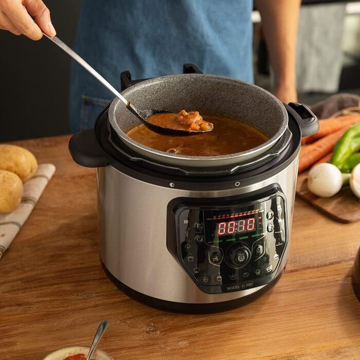 Cecotec programmable oven with GM H Fry Air Fryer head. Multifunction kitchen robot, 6-liter capacity, forward-opening lid, 24-hour programmable, adjustable temperature, recipe book Model H Fry