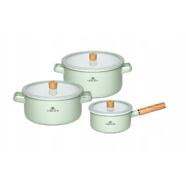 Набір емальованого посуду Gerlach Natur Enamel, пастельно-зелений, 6 предметів