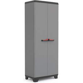 Keter Stilo Plastic Cabinet, tall, WxDxH: 68x39x173cm, gray/black/red, including 3 adjustable shelves (max. load capacity of 15kg each) (Industrial)
