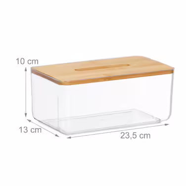 Relaxdays Clear Fabric Box with Bamboo Lid