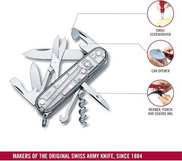 Мультитул Victorinox Climber, Швейцарський ніж, 14 функцій, з прозорим корпусом