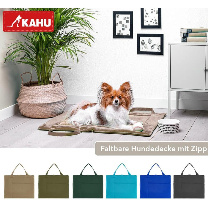 Складаний килимок для собак KAHU® для подорожей (60x80 см) • Зручний килимок-подушка для собак • Килимок для собак у подорожах • Легкий килимок для собак • Миючий килимок для собак • Колір: блакитний