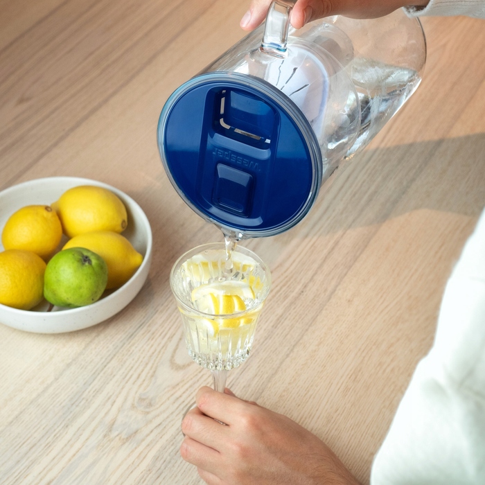 Скляний фільтраційний глечик Wessper D2 BOROSILICATE FF 3л, темно-синій + фільтр