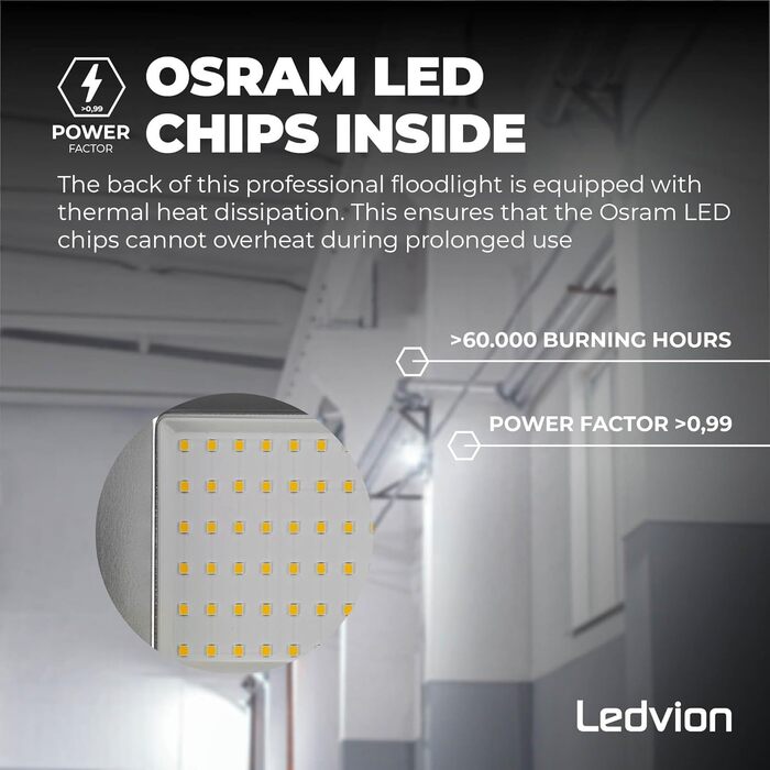 Світлодіодний прожектор Ledvion 100 Вт, 6000K, 12000 Лм, IP65, швидке підключення