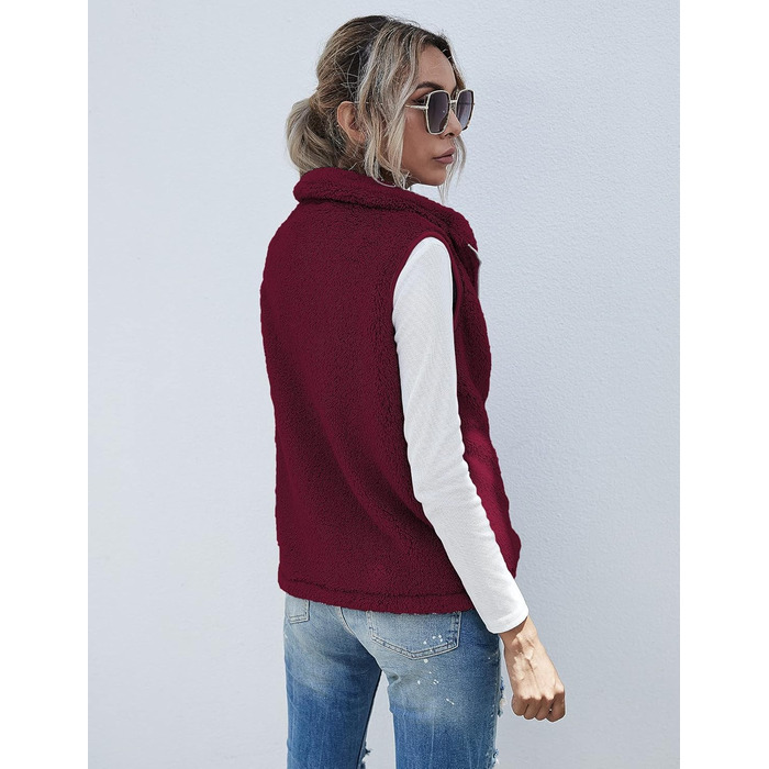 Жіноча жилетка Rapbin з м'якого флісу Teddy, тепла безрукавка на осінь/зиму, плюшева куртка, легка повсякденна однотонна жилетка, жіночий осінній плащ XXL, бордовий колір