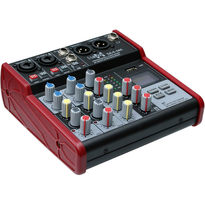 E-Lektron SE-4 Мікшерний пульт 2-канальний + стерео, USB, Bluetooth, звукова карта, фантомне живлення