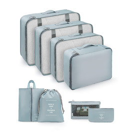 Органайзери для валізи 8 шт., дорожні куби для подорожей, водонепроникні, з косметичкою, сірі