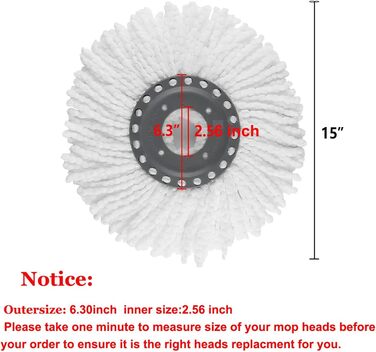 YWSHF Replacement Mop Heads for Old Hurricane Mr.Clean 360° Spin Magic Rotating Round Mop Heads, Microfiber, Universal Swivel Mop Heads, Clean Mop Head Refills for Standard Mops, 4 Pack